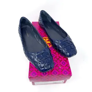 TORY BURCH Georgia Navy Dark Blue Quilted Almond Georgia Flats Size 6