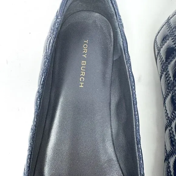 TORY BURCH Georgia Navy Dark Blue Quilted Almond Georgia Flats Size 6