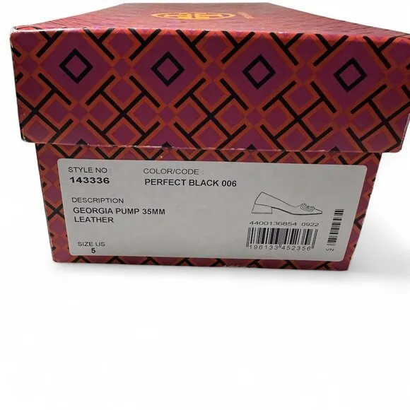 Tory Burch Georgia Pump 35mm Black Leather Size US 5 NEW IN BOX