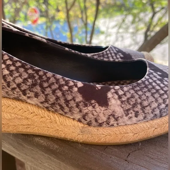 Tory Burch Heather Lace Wrap Up Espadrille Wedges - Size 6