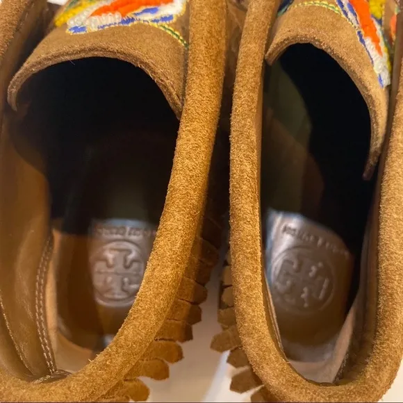 Tory Burch Huntington Embroidered Moccasins 6M