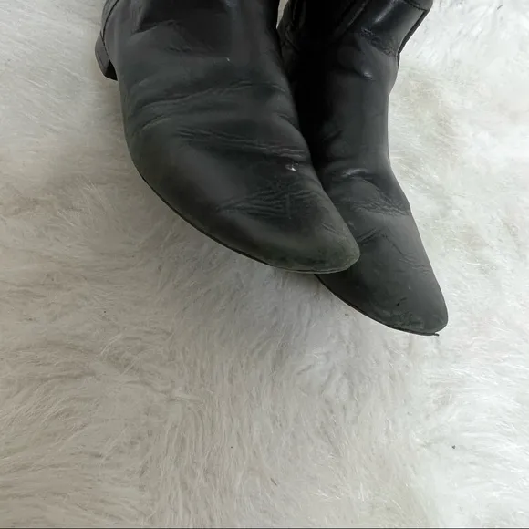 Tory Burch Irene Tall Leather Riding Gold Logo Boots 7.5