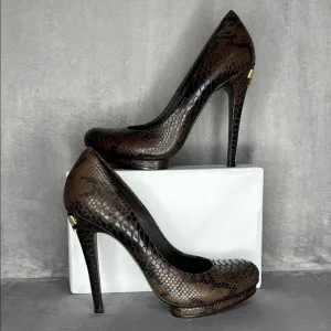 🔥🔥🔥Tory Burch Jude Snakeskin Leather Stiletto Platform Pumps Size: 9M🔥🔥🔥