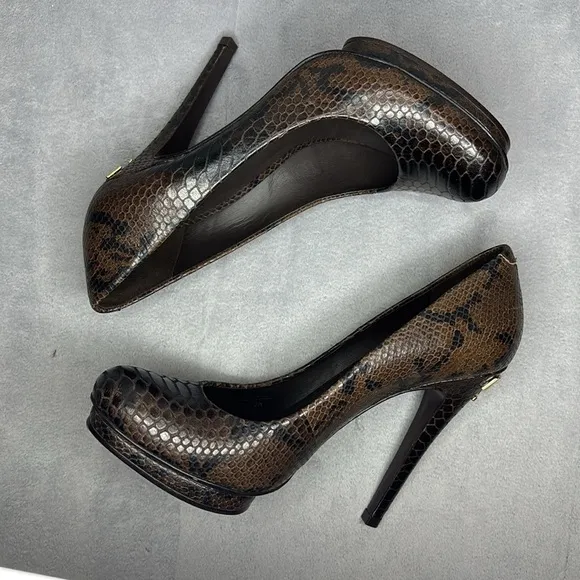 🔥🔥🔥Tory Burch Jude Snakeskin Leather Stiletto Platform Pumps Size: 9M🔥🔥🔥