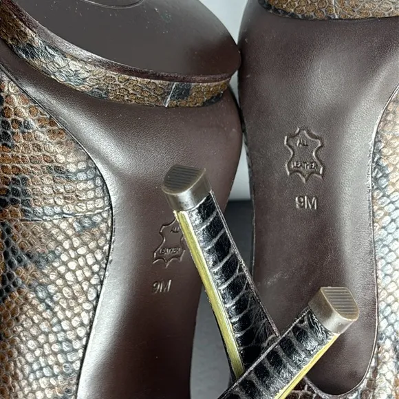 🔥🔥🔥Tory Burch Jude Snakeskin Leather Stiletto Platform Pumps Size: 9M🔥🔥🔥