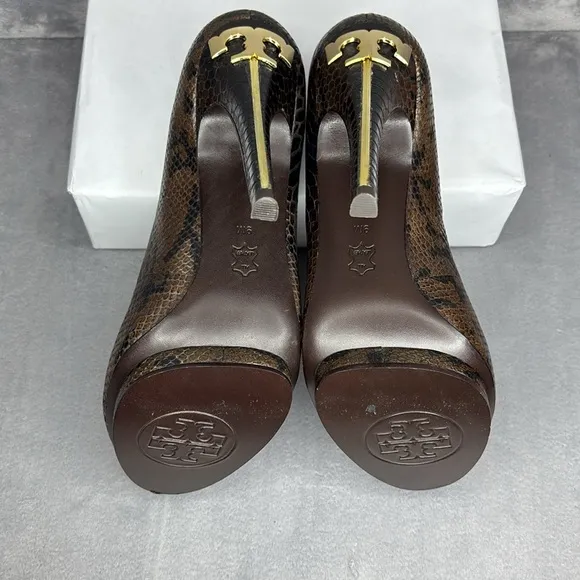 🔥🔥🔥Tory Burch Jude Snakeskin Leather Stiletto Platform Pumps Size: 9M🔥🔥🔥
