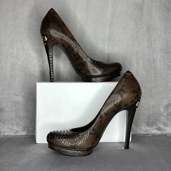 🔥🔥🔥Tory Burch Jude Snakeskin Leather Stiletto Platform Pumps Size: 9M🔥🔥🔥