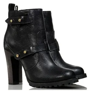 Tory Burch Landers Moto Booties Boots Paladium Metallic Black Women’s Size 7.5