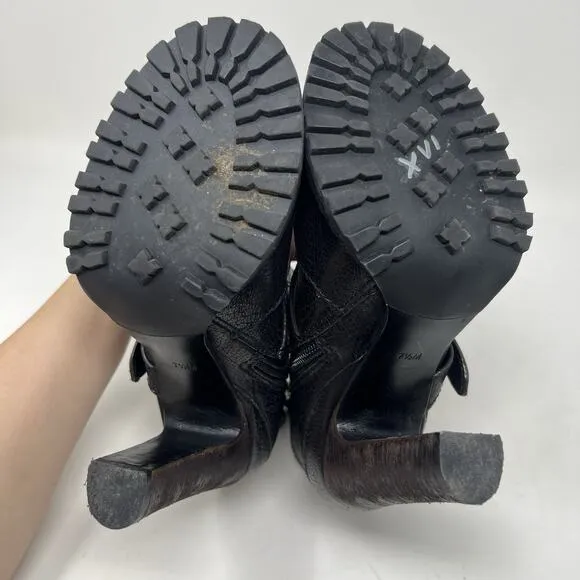 Tory Burch Landers Moto Booties Boots Paladium Metallic Black Women’s Size 7.5