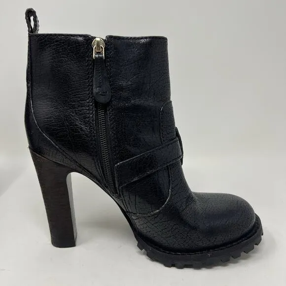Tory Burch Landers Moto Booties Boots Paladium Metallic Black Women’s Size 7.5