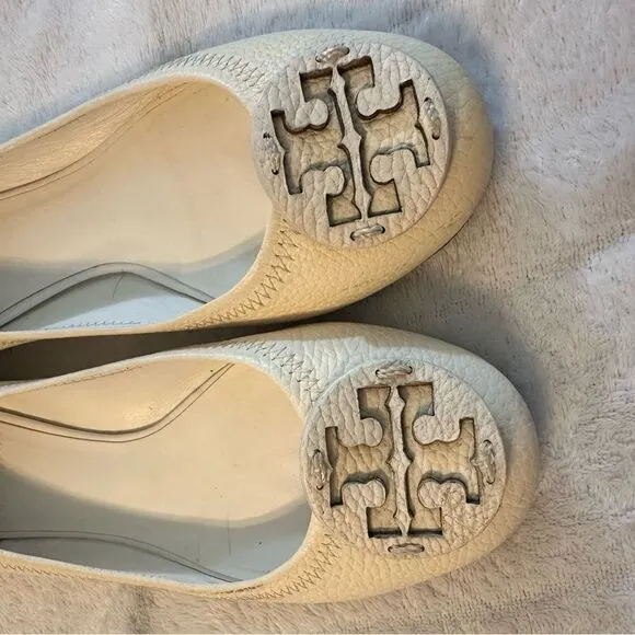 Tory Burch Leather Flats Cream 6.5