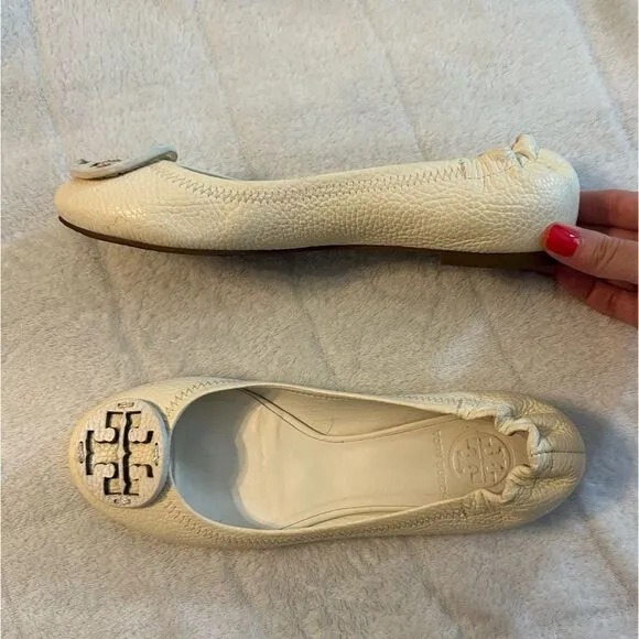 Tory Burch Leather Flats Cream 6.5
