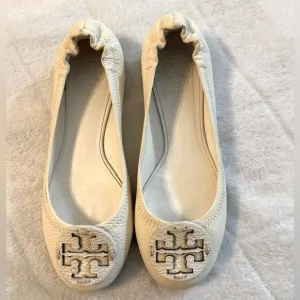 Tory Burch Leather Flats Cream 6.5