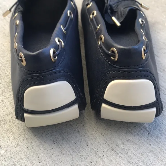Tory Burch Leather Herrington Driver Flat Navy