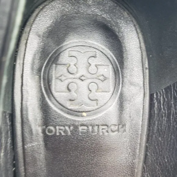 Tory Burch Maddie Pumps Block Heels 8.5 Womens Slip On Leather Black
