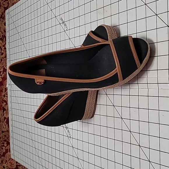 Tory Burch Majorca Canvas Wedge NEW Black Size 9.5