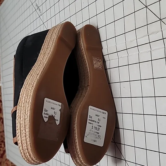 Tory Burch Majorca Canvas Wedge NEW Black Size 9.5