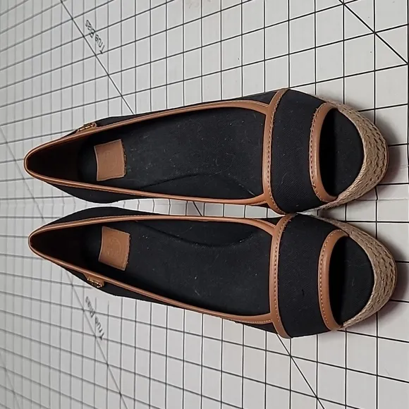 Tory Burch Majorca Canvas Wedge NEW Black Size 9.5