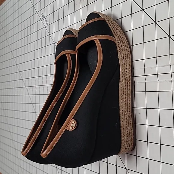 Tory Burch Majorca Canvas Wedge NEW Black Size 9.5