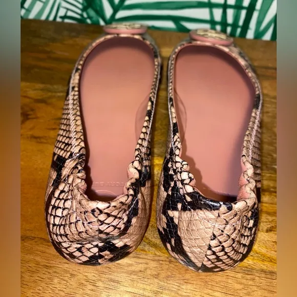 Tory Burch Meadowsweet Pink Snakeskin Ballet Flats Women’s 8