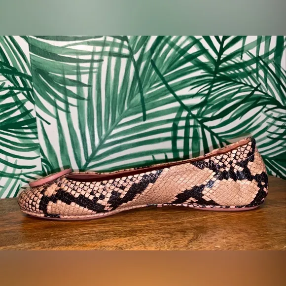 Tory Burch Meadowsweet Pink Snakeskin Ballet Flats Women’s 8