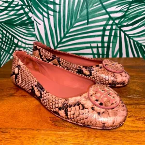 Tory Burch Meadowsweet Pink Snakeskin Ballet Flats Women’s 8