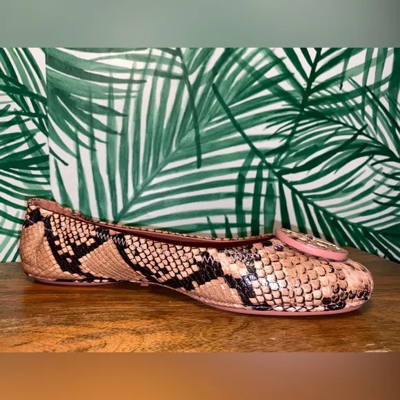 Tory Burch Meadowsweet Pink Snakeskin Ballet Flats Women’s 8