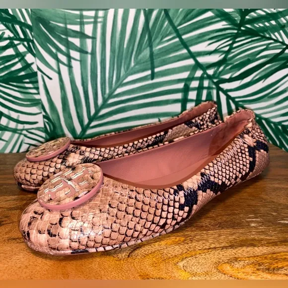 Tory Burch Meadowsweet Pink Snakeskin Ballet Flats Women’s 8