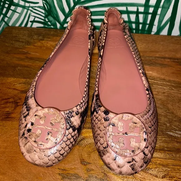 Tory Burch Meadowsweet Pink Snakeskin Ballet Flats Women’s 8