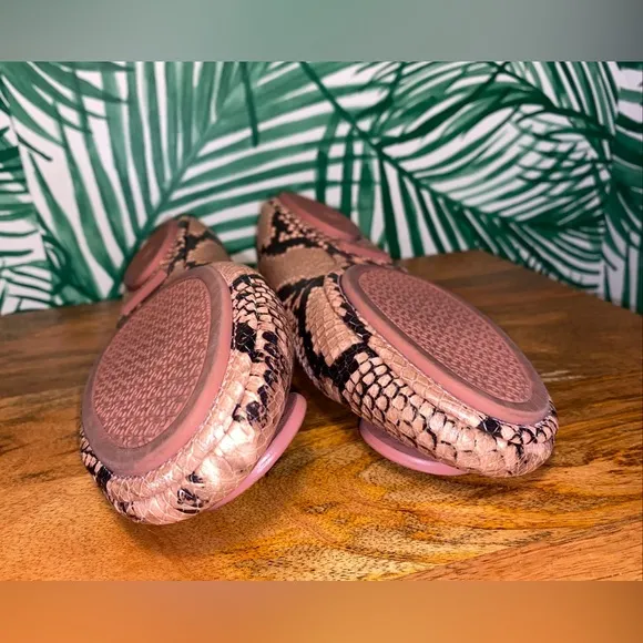 Tory Burch Meadowsweet Pink Snakeskin Ballet Flats Women’s 8
