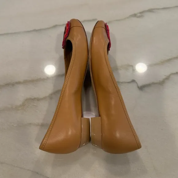 Tory Burch Miller Fringe Flats Size 8 Tan Pink