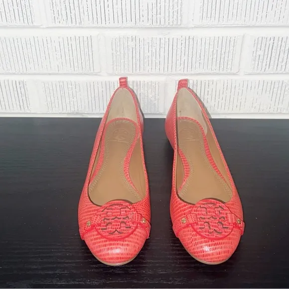 🆕Tory Burch Mini Miller Orange Leather Ballet Flats