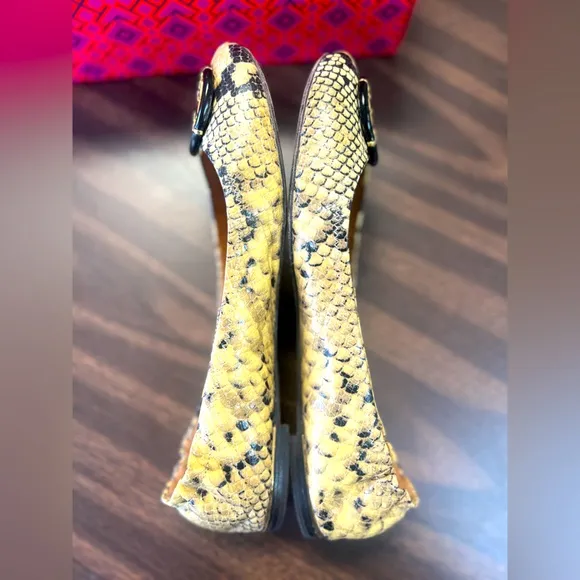 Tory Burch Minnie Ballet Snake Printed Leather Flats Size 10.5M