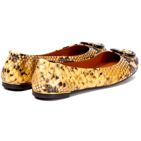 Tory Burch Minnie Ballet Snake Printed Leather Flats Size 10.5M