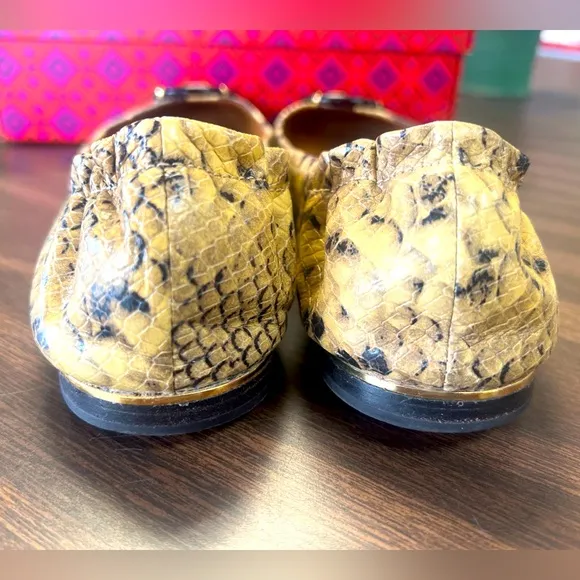 Tory Burch Minnie Ballet Snake Printed Leather Flats Size 10.5M