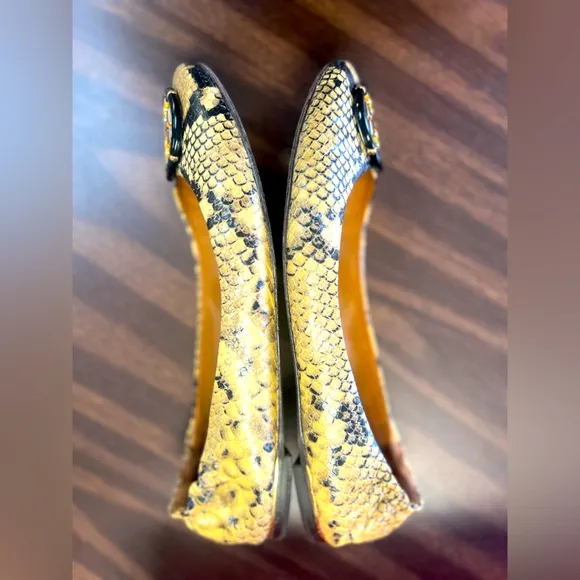 Tory Burch Minnie Ballet Snake Printed Leather Flats Size 10.5M