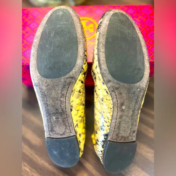 Tory Burch Minnie Ballet Snake Printed Leather Flats Size 10.5M