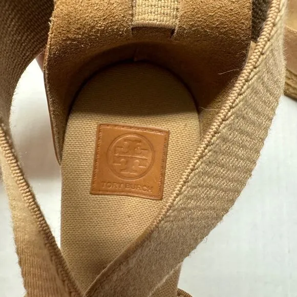 Tory Burch ‘Natanya’ Linen Blend Cork Espadrille Wedges Size 11