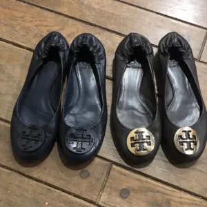 Tory Burch navy blue and Brown Leather Ballet Flats