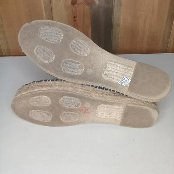 Tory Burch Navy Blue Blanton Canvas Boat Platform Espadrille Sz 11