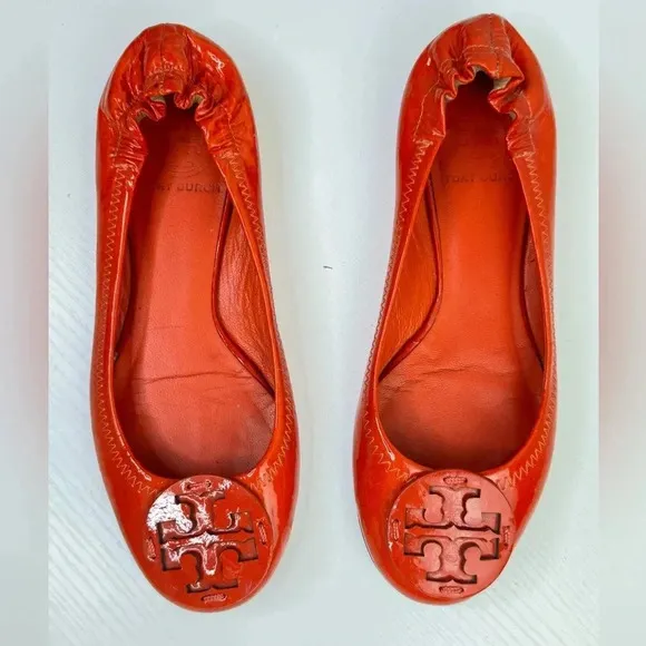 Tory Burch Patent Leather Ballet Flats Size 6 Tangelo