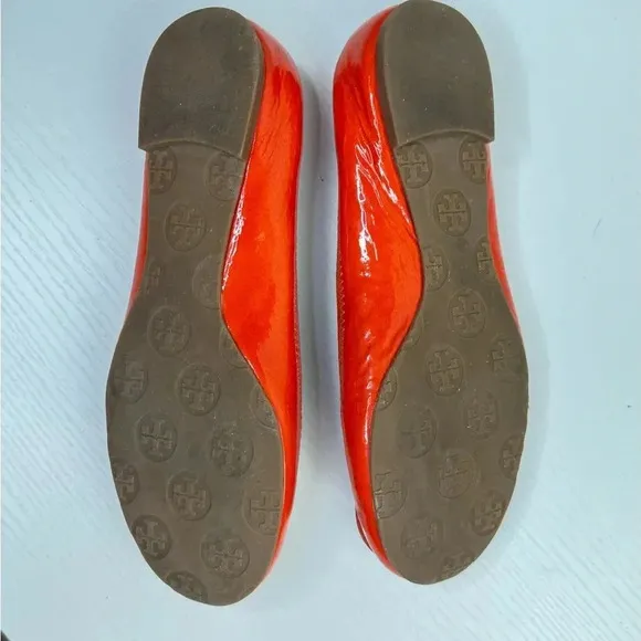 Tory Burch Patent Leather Ballet Flats Size 6 Tangelo