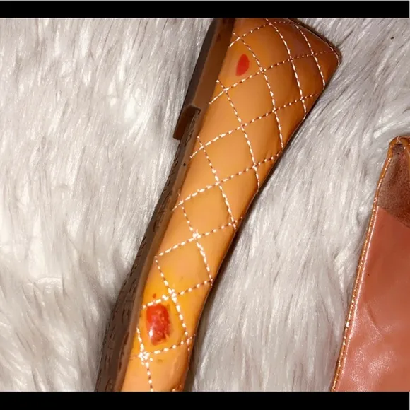 TORY BURCH Quilted Patent Leather Nude Flat