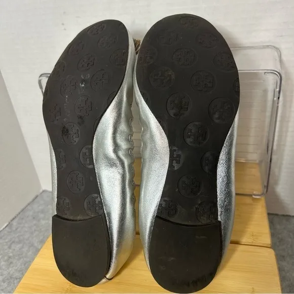 Tory Burch Reese Gold Metallic Ballet Leather Flats w/ Tassels Size 7.5
