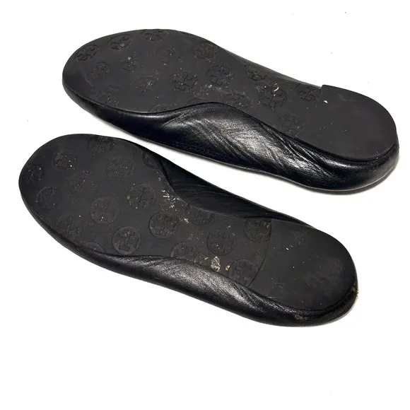 Tory Burch Reva Black Leather Ballet Flats