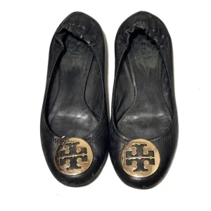 Tory Burch Reva Black Leather Ballet Flats