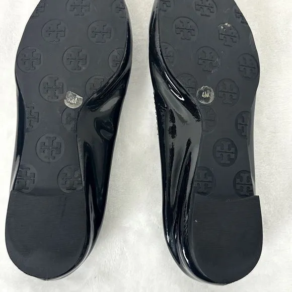 TORY BURCH Reva Black Patent Leather Ballet Flats Size 4M
