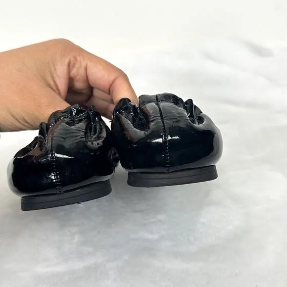 TORY BURCH Reva Black Patent Leather Ballet Flats Size 4M
