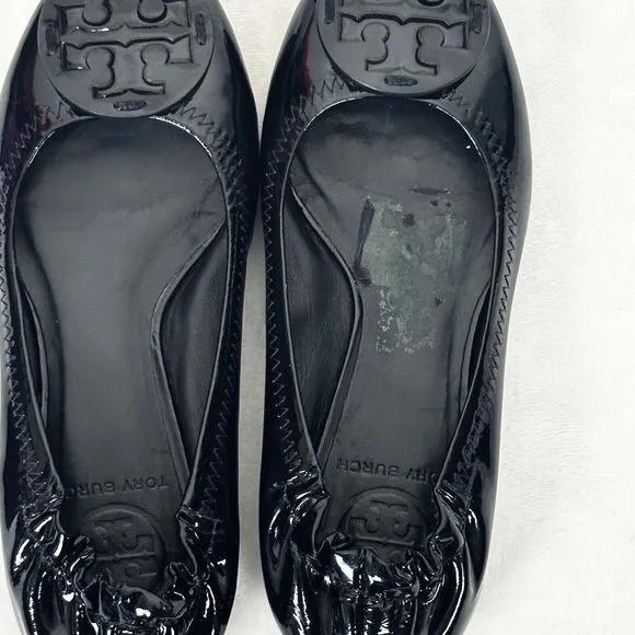 TORY BURCH Reva Black Patent Leather Ballet Flats Size 4M