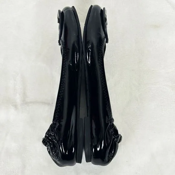 TORY BURCH Reva Black Patent Leather Ballet Flats Size 4M
